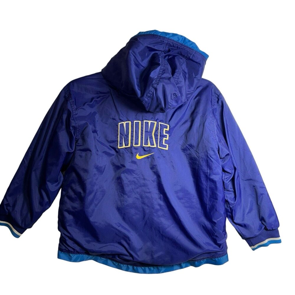 Vtg 90s Nike Reversible Lined Windbreaker Puffer Jacket-Purple & Gold-Kid Medium